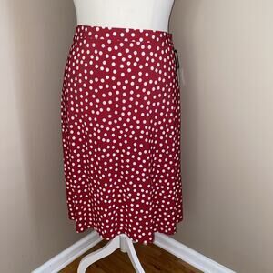Kasper Red & White Polka Dot-Print A-Line Pull-On Jersey Skirt Plus Size 2X